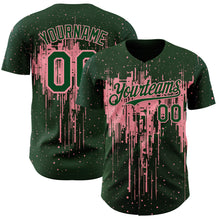 Load image into Gallery viewer, Custom Green Medium Pink 3D Pattern Design Dripping Splatter Paint Authentic Baseball Jersey