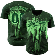 Load image into Gallery viewer, Custom Green Pea Green 3D Pattern Design Dripping Splatter Paint Authentic Baseball Jersey