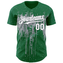 Load image into Gallery viewer, Custom Kelly Green White-Gray 3D Pattern Design Dripping Splatter Paint Authentic Baseball Jersey