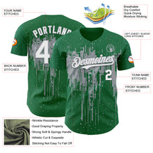 Load image into Gallery viewer, Custom Kelly Green White-Gray 3D Pattern Design Dripping Splatter Paint Authentic Baseball Jersey