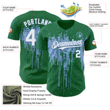Load image into Gallery viewer, Custom Kelly Green White-Light Blue 3D Pattern Design Dripping Splatter Paint Authentic Baseball Jersey