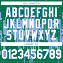 Load image into Gallery viewer, Custom Kelly Green White-Light Blue 3D Pattern Design Dripping Splatter Paint Authentic Baseball Jersey