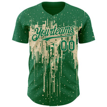 Load image into Gallery viewer, Custom Kelly Green Cream 3D Pattern Design Dripping Splatter Paint Authentic Baseball Jersey