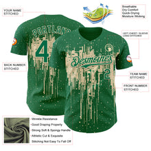 Load image into Gallery viewer, Custom Kelly Green Cream 3D Pattern Design Dripping Splatter Paint Authentic Baseball Jersey