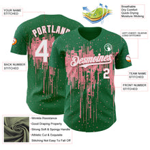 Load image into Gallery viewer, Custom Kelly Green White-Medium Pink 3D Pattern Design Dripping Splatter Paint Authentic Baseball Jersey