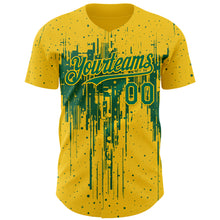 Charger l'image dans la galerie, Custom Yellow Kelly Green 3D Pattern Design Dripping Splatter Paint Authentic Baseball Jersey