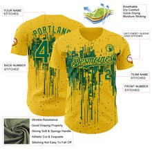 Charger l'image dans la galerie, Custom Yellow Kelly Green 3D Pattern Design Dripping Splatter Paint Authentic Baseball Jersey