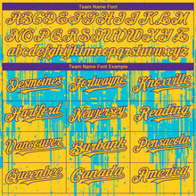 Load image into Gallery viewer, Custom Yellow Purple-Lakes Blue 3D Pattern Design Dripping Splatter Paint Authentic Baseball Jersey