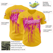 Laden Sie das Bild in den Galerie-Viewer, Custom Yellow Deep Pink-White 3D Pattern Design Dripping Splatter Paint Authentic Baseball Jersey