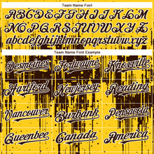 Load image into Gallery viewer, Custom Yellow Brown-White 3D Pattern Design Dripping Splatter Paint Authentic Baseball Jersey