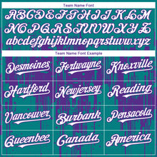 Load image into Gallery viewer, Custom Teal White-Purple 3D Pattern Design Dripping Splatter Paint Authentic Baseball Jersey