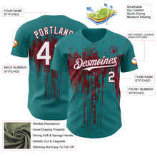 Load image into Gallery viewer, Custom Teal White-Crimson 3D Pattern Design Dripping Splatter Paint Authentic Baseball Jersey