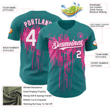 Laden Sie das Bild in den Galerie-Viewer, Custom Teal White-Pink 3D Pattern Design Dripping Splatter Paint Authentic Baseball Jersey