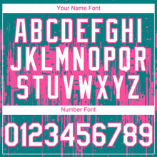 Laden Sie das Bild in den Galerie-Viewer, Custom Teal White-Pink 3D Pattern Design Dripping Splatter Paint Authentic Baseball Jersey