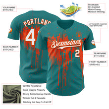 Charger l'image dans la galerie, Custom Teal White-Orange 3D Pattern Design Dripping Splatter Paint Authentic Baseball Jersey