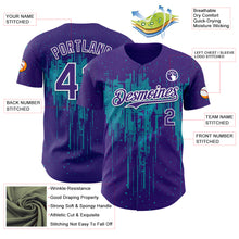 Laden Sie das Bild in den Galerie-Viewer, Custom Purple White-Teal 3D Pattern Design Dripping Splatter Paint Authentic Baseball Jersey
