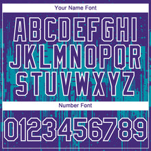 Laden Sie das Bild in den Galerie-Viewer, Custom Purple White-Teal 3D Pattern Design Dripping Splatter Paint Authentic Baseball Jersey