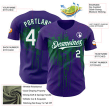 Загрузить изображение в средство просмотра галереи, Custom Purple White-Kelly Green 3D Pattern Design Dripping Splatter Paint Authentic Baseball Jersey