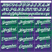 Загрузить изображение в средство просмотра галереи, Custom Purple White-Kelly Green 3D Pattern Design Dripping Splatter Paint Authentic Baseball Jersey