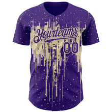 Load image into Gallery viewer, Custom Purple Cream 3D Pattern Design Dripping Splatter Paint Authentic Baseball Jersey
