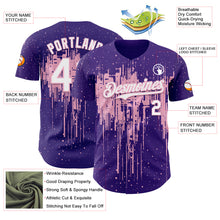Laden Sie das Bild in den Galerie-Viewer, Custom Purple White-Light Pink 3D Pattern Design Dripping Splatter Paint Authentic Baseball Jersey