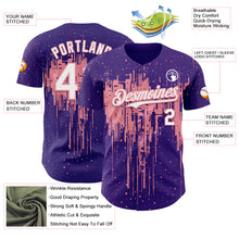 Load image into Gallery viewer, Custom Purple White-Medium Pink 3D Pattern Design Dripping Splatter Paint Authentic Baseball Jersey