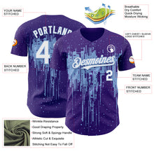 Load image into Gallery viewer, Custom Purple White-Light Blue 3D Pattern Design Dripping Splatter Paint Authentic Baseball Jersey