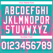 Load image into Gallery viewer, Custom Aqua White-Pink 3D Pattern Design Dripping Splatter Paint Authentic Baseball Jersey