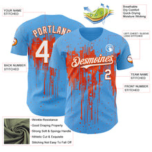 Загрузить изображение в средство просмотра галереи, Custom Sky Blue White-Orange 3D Pattern Design Dripping Splatter Paint Authentic Baseball Jersey