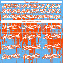 Загрузить изображение в средство просмотра галереи, Custom Sky Blue White-Orange 3D Pattern Design Dripping Splatter Paint Authentic Baseball Jersey