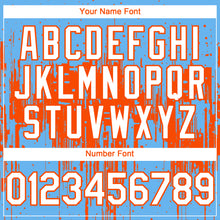 Загрузить изображение в средство просмотра галереи, Custom Sky Blue White-Orange 3D Pattern Design Dripping Splatter Paint Authentic Baseball Jersey