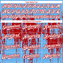 Загрузить изображение в средство просмотра галереи, Custom Sky Blue White-Red 3D Pattern Design Dripping Splatter Paint Authentic Baseball Jersey