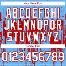 Загрузить изображение в средство просмотра галереи, Custom Sky Blue White-Red 3D Pattern Design Dripping Splatter Paint Authentic Baseball Jersey