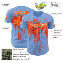 Load image into Gallery viewer, Custom Light Blue Orange-Cream 3D Pattern Design Dripping Splatter Paint Authentic Baseball Jersey