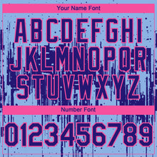Load image into Gallery viewer, Custom Light Blue Dark Purple-Pink 3D Pattern Design Dripping Splatter Paint Authentic Baseball Jersey