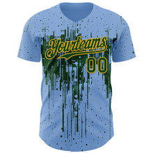 Charger l'image dans la galerie, Custom Light Blue Green-Gold 3D Pattern Design Dripping Splatter Paint Authentic Baseball Jersey