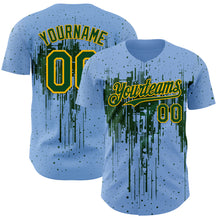 Charger l'image dans la galerie, Custom Light Blue Green-Gold 3D Pattern Design Dripping Splatter Paint Authentic Baseball Jersey