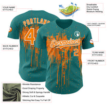 Load image into Gallery viewer, Custom Teal Bay Orange-White 3D Pattern Design Dripping Splatter Paint Authentic Baseball Jersey