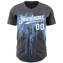 Laden Sie das Bild in den Galerie-Viewer, Custom Steel Gray White-Light Blue 3D Pattern Design Dripping Splatter Paint Authentic Baseball Jersey