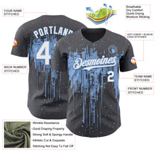 Laden Sie das Bild in den Galerie-Viewer, Custom Steel Gray White-Light Blue 3D Pattern Design Dripping Splatter Paint Authentic Baseball Jersey