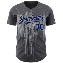 Загрузить изображение в средство просмотра галереи, Custom Steel Gray Navy-Gray 3D Pattern Design Dripping Splatter Paint Authentic Baseball Jersey