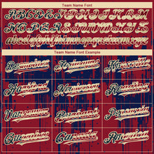 Charger l'image dans la galerie, Custom Crimson Vintage USA Flag Cream-Navy 3D Pattern Design Dripping Splatter Paint Authentic Baseball Jersey
