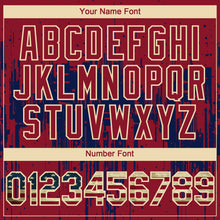 Charger l'image dans la galerie, Custom Crimson Vintage USA Flag Cream-Navy 3D Pattern Design Dripping Splatter Paint Authentic Baseball Jersey