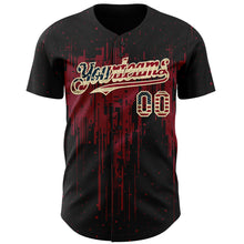 Load image into Gallery viewer, Custom Black Vintage USA Flag Cream-Crimson 3D Pattern Design Dripping Splatter Paint Authentic Baseball Jersey