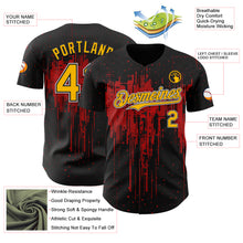 Load image into Gallery viewer, Custom Black Gold Red-White 3D Pattern Design Dripping Splatter Paint Authentic Baseball Jersey