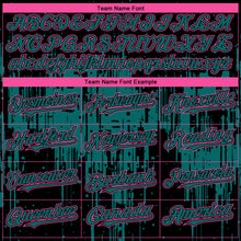 Load image into Gallery viewer, Custom Black Teal-Pink 3D Pattern Design Dripping Splatter Paint Authentic Baseball Jersey