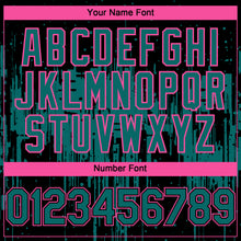 Load image into Gallery viewer, Custom Black Teal-Pink 3D Pattern Design Dripping Splatter Paint Authentic Baseball Jersey