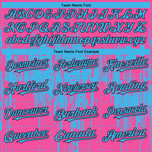 Charger l'image dans la galerie, Custom Pink Sky Blue-Black 3D Pattern Design Dripping Splatter Paint Authentic Baseball Jersey