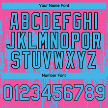 Charger l'image dans la galerie, Custom Pink Sky Blue-Black 3D Pattern Design Dripping Splatter Paint Authentic Baseball Jersey