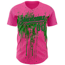 Charger l'image dans la galerie, Custom Pink Grass Green-Black 3D Pattern Design Dripping Splatter Paint Authentic Baseball Jersey